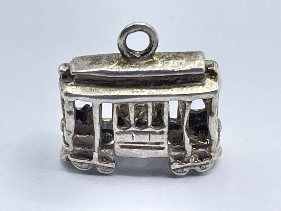 Beautiful Vintage Sterling Silver Tram Car Carriage Bracelet Charm