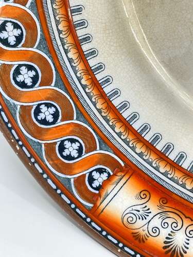 Antique 1858 Liddle Elliot & Son Etruscan Vases Pattern Cake Plate With Handles