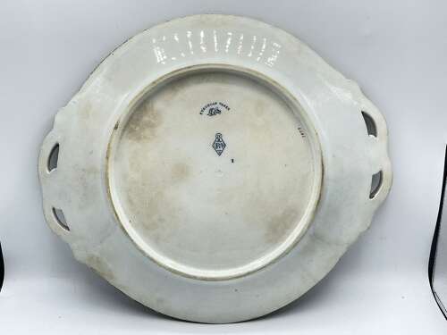 Antique 1858 Liddle Elliot & Son Etruscan Vases Pattern Cake Plate With Handles