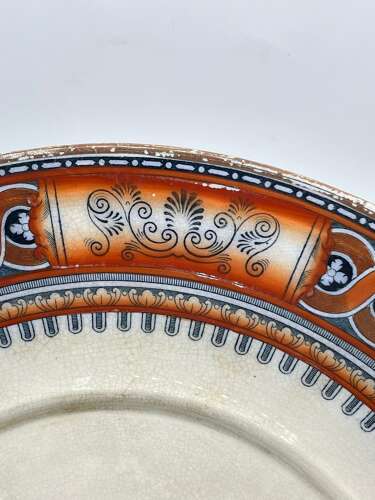 Antique 1858 Liddle Elliot & Son Etruscan Vases Pattern Cake Plate With Handles