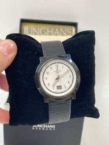 Junghans Mega Solar W612 Mens Black Ceramic Wrist Watch & Box