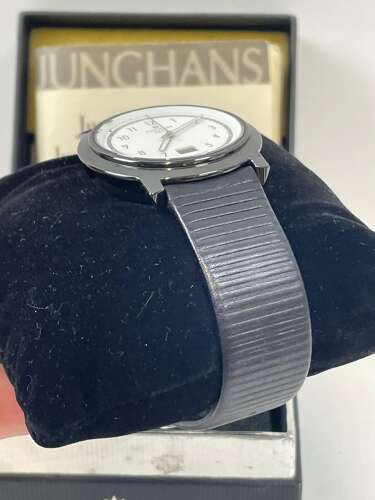 Junghans Mega Solar W612 Mens Black Ceramic Wrist Watch & Box