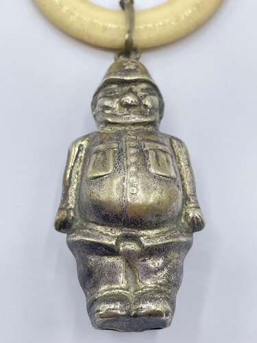 Antique Edwardian Silver Plated & Plastic Policeman Baby’s Rattle & Teething Toy