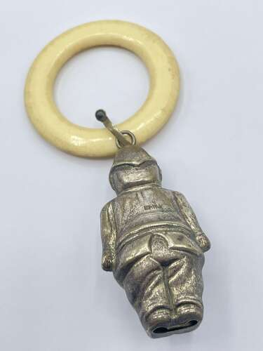 Antique Edwardian Silver Plated & Plastic Policeman Baby’s Rattle & Teething Toy