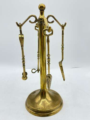 Antique Edwardian Small Brass Children’s Teaching Fire Place Set