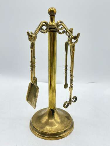 Antique Edwardian Small Brass Children’s Teaching Fire Place Set