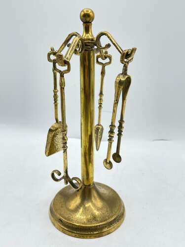 Antique Edwardian Small Brass Children’s Teaching Fire Place Set