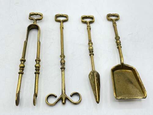 Antique Edwardian Small Brass Children’s Teaching Fire Place Set