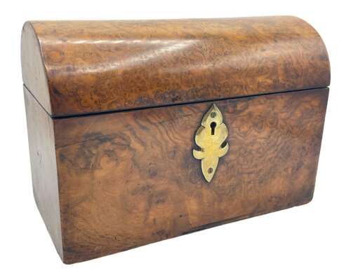 Beautiful Antique Victorian Bur Walnut Purple Silk Lined Stationary Box