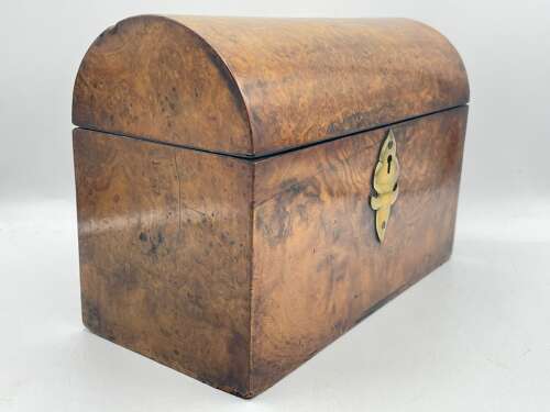 Beautiful Antique Victorian Bur Walnut Purple Silk Lined Stationary Box