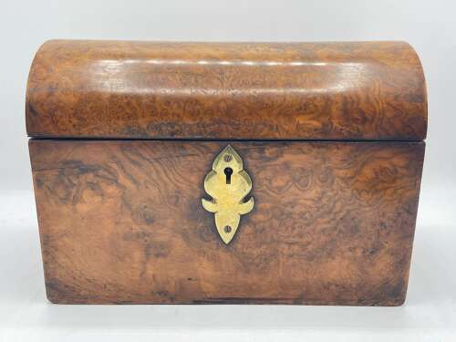 Beautiful Antique Victorian Bur Walnut Purple Silk Lined Stationary Box