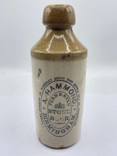 Antique A Hammond Birmingham Ginger Beer Bottle Stoneware Bottle (Small Chip)