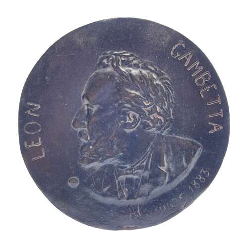 Large Antique Bronze Prime Minister & Lawyer Léon Gambetta 1883 Medal/ Plaque