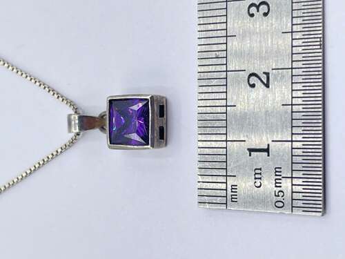 Beautiful Vintage Sterling Silver & Faceted Amethyst Necklace