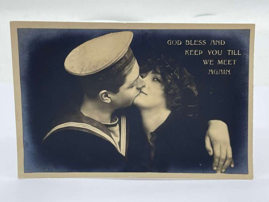 WW1 Royal Navy &ldquo;God Bless & Keep You Till We Meet Again&rdquo; Photographic Postcard