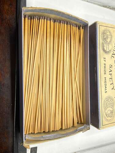 Antique Silver & Teak Giant Bryant & Mays Advertising Matches, Case & Contents