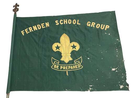Pre WW2 British Home Front Fernden School Group Boys Scouts Flag & Pole Topper