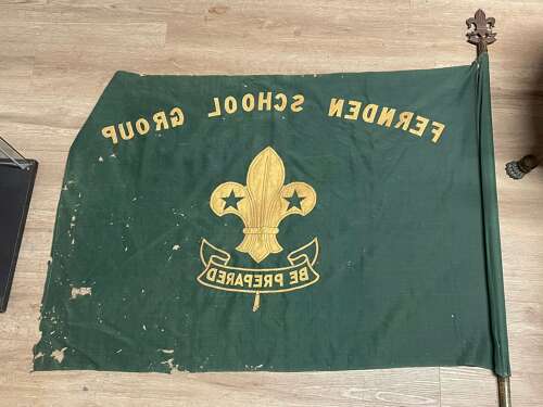 Pre WW2 British Home Front Fernden School Group Boys Scouts Flag & Pole Topper