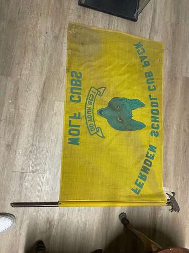 Pre WW2 British Home Front Fernden School Cub Pack Wolf Cubs Flag & Pole Topper
