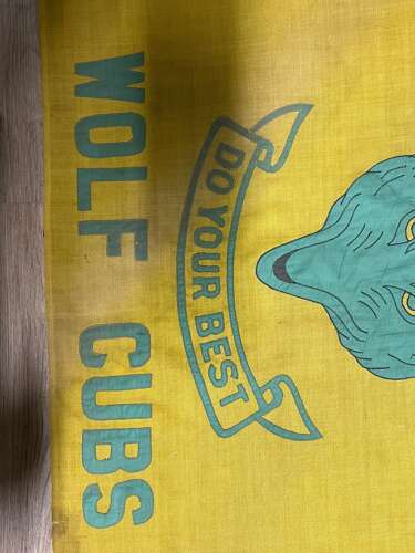 Pre WW2 British Home Front Fernden School Cub Pack Wolf Cubs Flag & Pole Topper