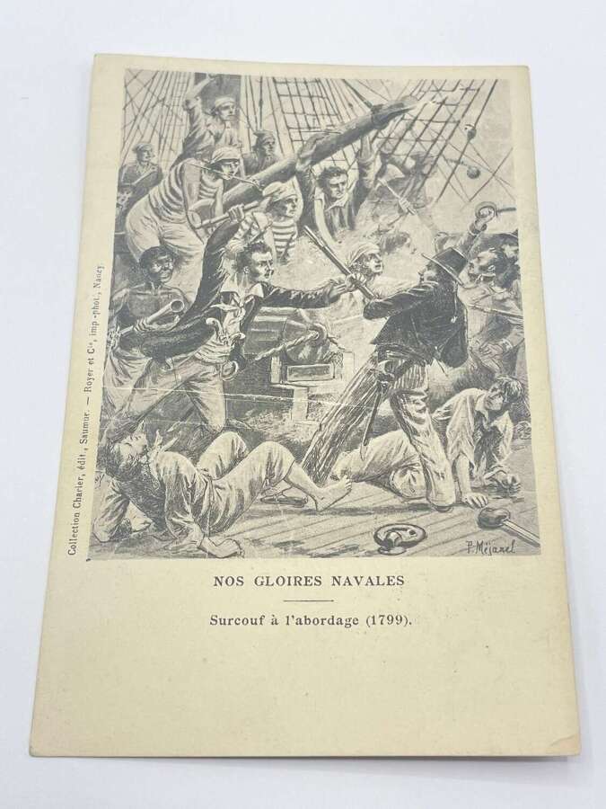WW1 French Postcard Showing &ldquo;Our Naval Glories, Surcouf Boarding 1799&rdquo;