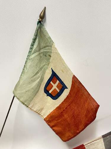 Post WW2 Flags Of The United Nations Britain, Canada, Germany, Italy & France & Stand