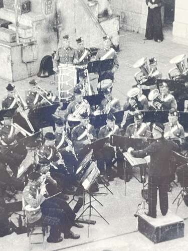 WW2 Period Photograph Of Scottish Band “Taken From HMS Berwick”