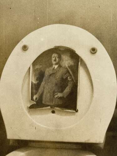 Post WW2 German Heidelberg 1948 Hitler In The Toilet Photograph