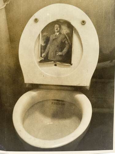 Post WW2 German Heidelberg 1948 Hitler In The Toilet Photograph