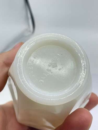 Antique Milk Glass Jar With Silver Hallmarked 1934 Screw Lid By W J Myatt & Co
