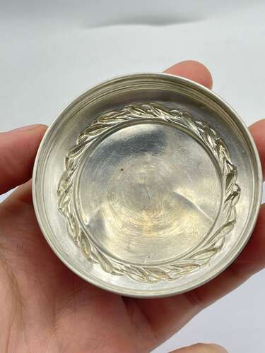 Antique Milk Glass Jar With Silver Hallmarked 1934 Screw Lid By W J Myatt & Co