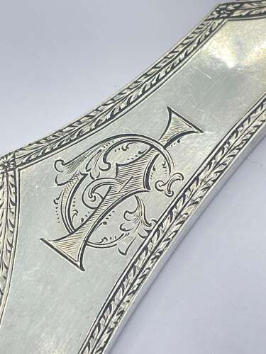 Antique Sterling Silver & Banded Agate Page Turner Engraved With Cockerel