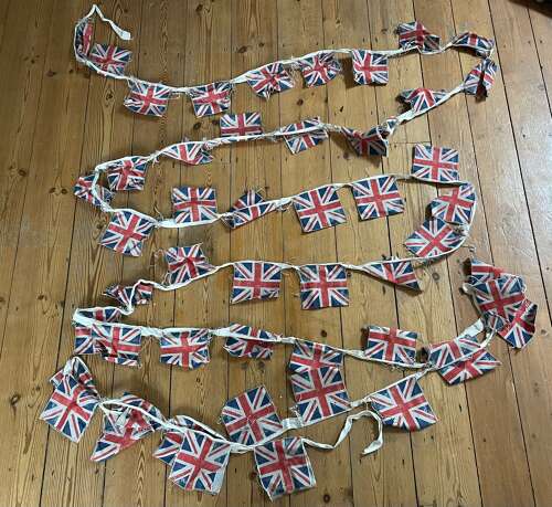 WW2 Period British Union Jack Double Sided Bunting 9.8 Meters In Length