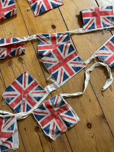 WW2 Period British Union Jack Double Sided Bunting 9.8 Meters In Length