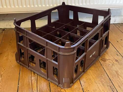 Vintage 1970s Vines Dairies Hard Brown Plastic Advertising Wimborne Milk Crate