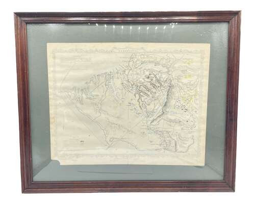 Antique Framed Map Of The Siege of Sevastopol (1854–1855) By J.Rapkin