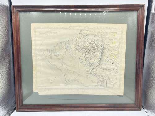 Antique Framed Map Of The Siege of Sevastopol (1854–1855) By J.Rapkin
