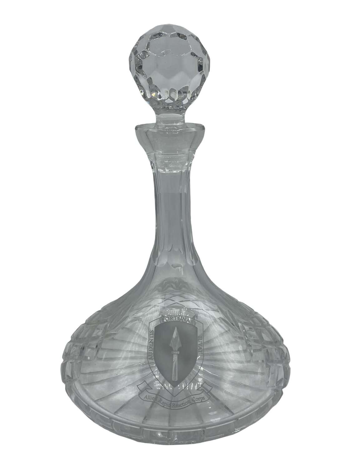Post WW2 NATO Allied Rapid Reaction Corps (ARRC) Etched Crystal Ships Decanter