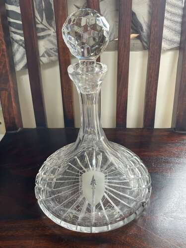 Post WW2 NATO Allied Rapid Reaction Corps (ARRC) Etched Crystal Ships Decanter