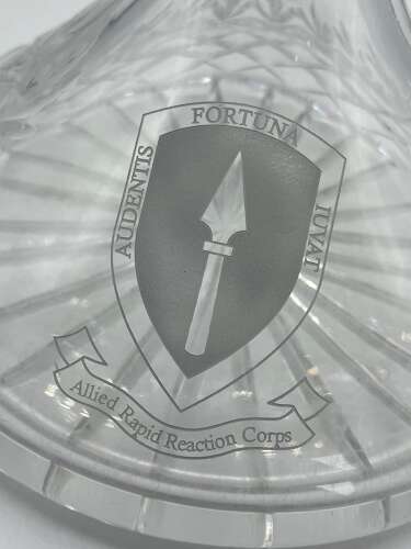Post WW2 NATO Allied Rapid Reaction Corps (ARRC) Etched Crystal Ships Decanter