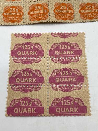 WW2 1944 Dated German Ration Paper Wallet With Ration Stamps Bread, Meat Etc