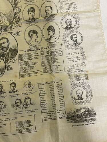 Antique Printed Handkerchief Of A Souvenir Of The Reign Of Queen Victoria 1897
