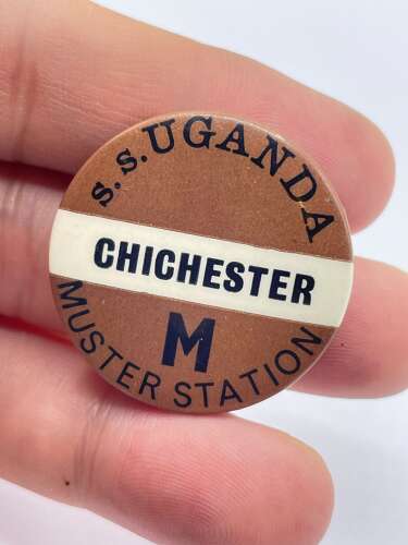 Post WW2 British Royal Navy SS Uganda (1952) Falklands War Muster Station Badge