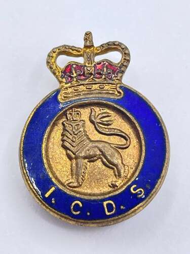 Post WW2 British 1950s ICDS Industrial Civil Defence Service Badge By Reeves