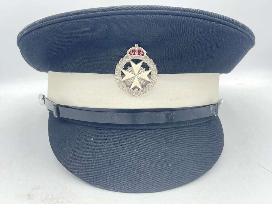 Vintage St John Ambulance Officers Cap With Kings Crown Cap Badge