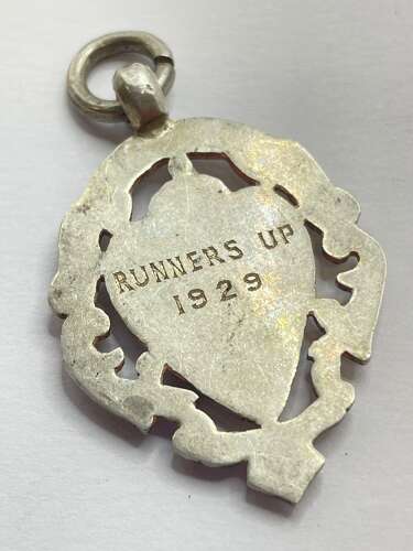Antique Sterling Silver Tested Engraved Decorative Medal Fob