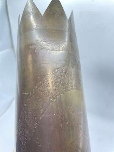 WW1 Souvenir Of Bruay 22nd Casualty Clearing Station Trench Art Vase