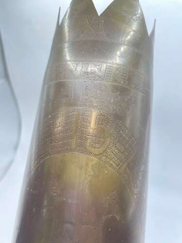 WW1 Souvenir Of Bruay 22nd Casualty Clearing Station Trench Art Vase