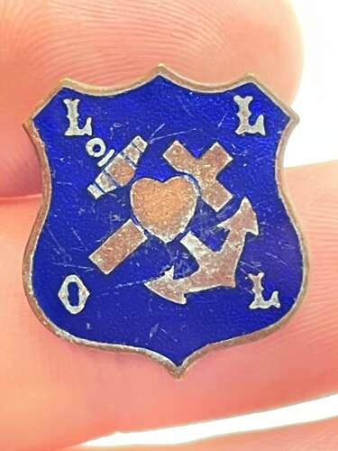 Antique 1920s Faith Hope Charity “LLLO” Enamel Badge