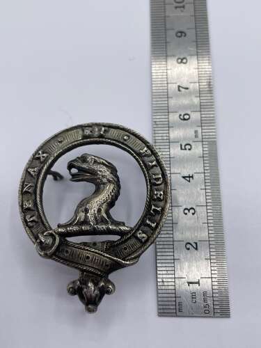Large Detailed Antique Unknown Scottish Clan Tenax Et Fidelis Badge